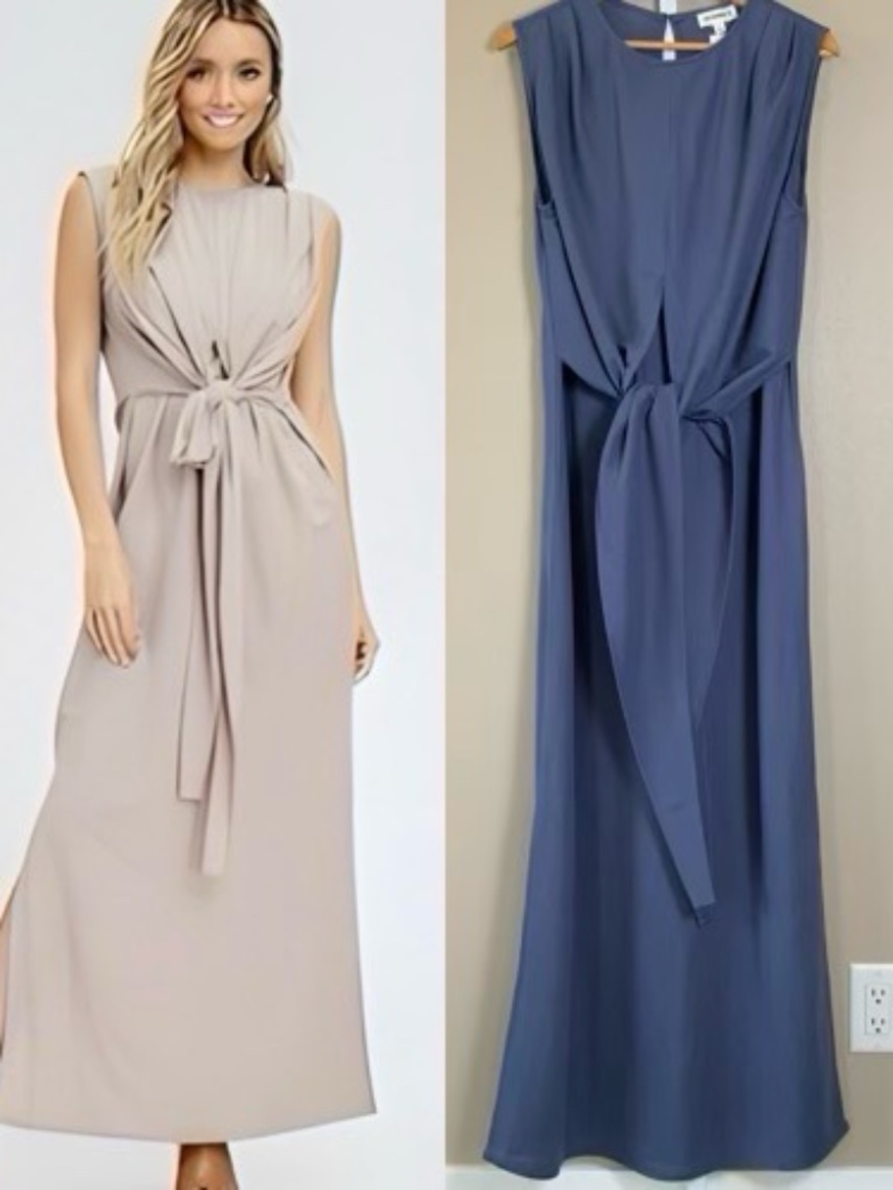 eesome Sleeveless Convertible Tie Front Maxi Dress